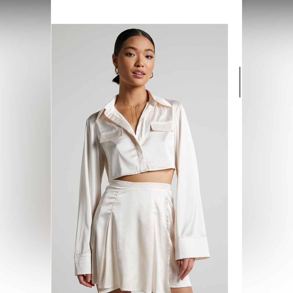 Two piece silk crop top set